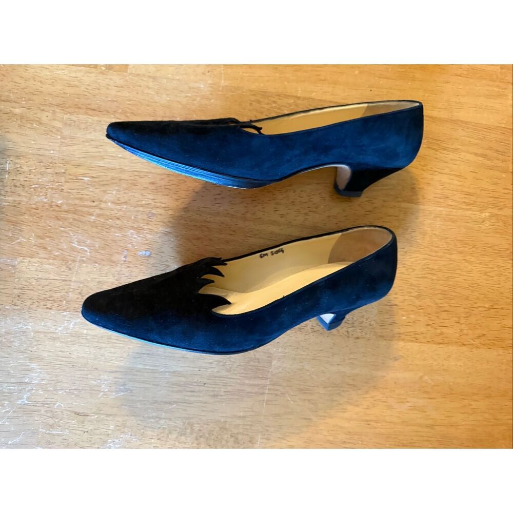 Silvia Fiorentina Italy Suede Pointed Toe Flats Scalloped Edge Dress Shoes size - Picture 9 of 11